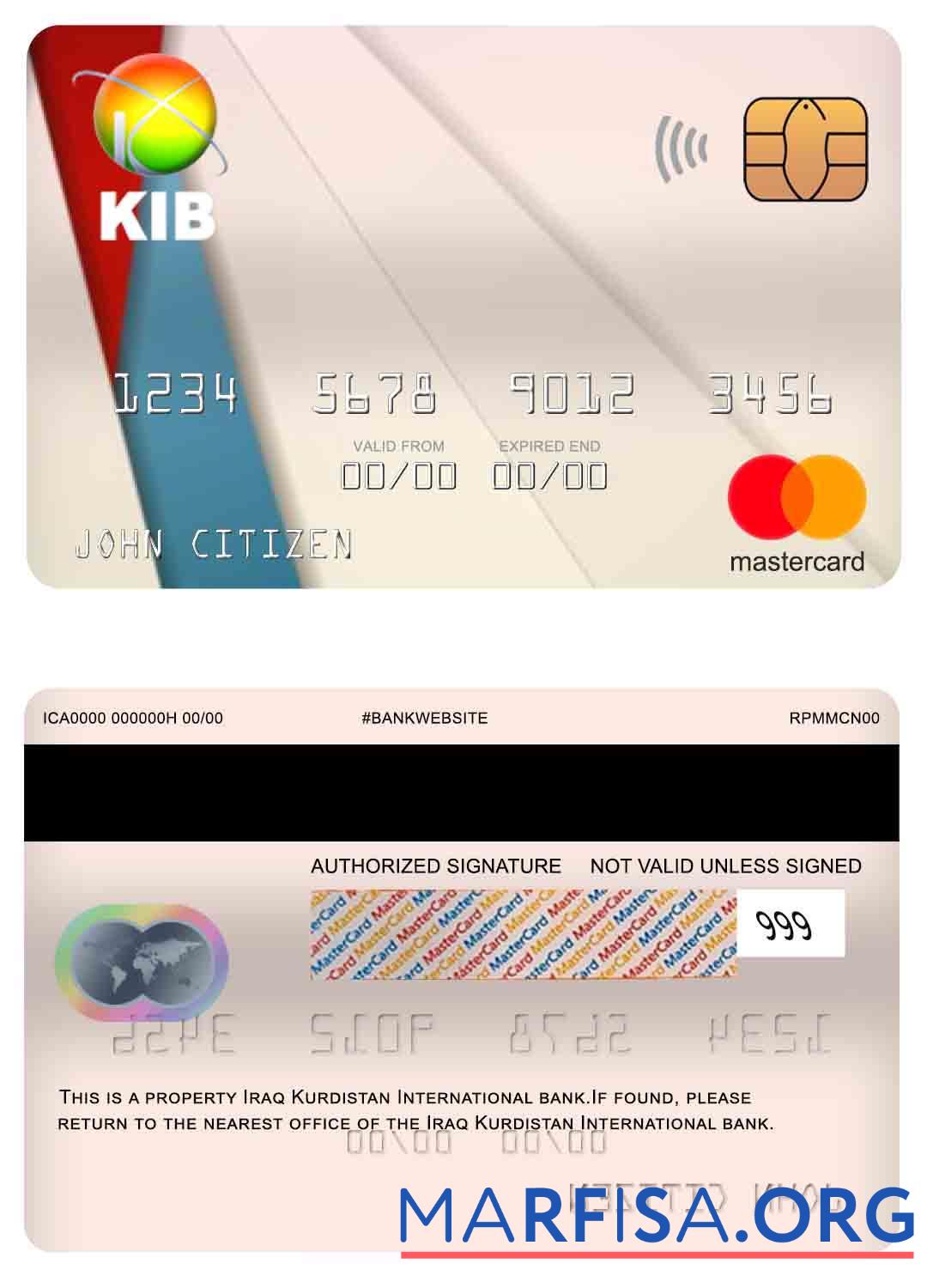 Realistic Iraq Kurdistan International Bank mastercard real example